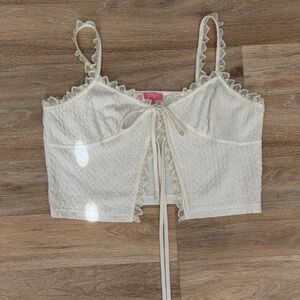 Dolls Kill Ivory Lace-Up Tank Top